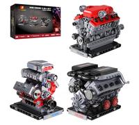 JMBricklayer Kit di Costruzione Mini Motore 3 in 1, Tecnica V8 V12 W16 Motore Mattoncini da Collegare Adulti Bambini 14+, Motore a Stelo Funzionante Kit di Costruzione Decorativo Regalo per Amanti dei