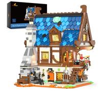 JMBricklayer Set da costruzione per adulti da fabbro medievale, modello creativo di casa del castello con luce a LED, da collezione o per casa, ufficio, idee regalo per ragazzi e ragazze 41105