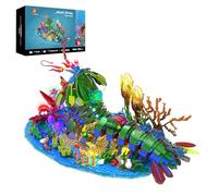 JMBricklayer Set di blocchi di costruzione meccanici di gamberetti con luci a LED Creature marine modello animale oceano giocattoli da costruzione con meduse granchi barriera corallina, regalo