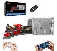 JMBricklayer Set di costruzione di treni RC City Train giocattolo con binari e tunnel, 51111 Kit modello locomotiva a vapore per esposizione o collezione, regalo per adulti