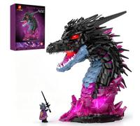 JMBricklayer Shadow Dragon Head Building Set con luci per adulti | 1 minifigure, kit modello drago fantasy medievale, decorazione per casa e ufficio per i fan del drago