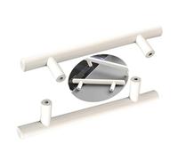 JMCXSM592 2 pezzi Tiretti Armadio Dritto Forma a T Maniglie per ante Camera bambini Pomello Armadietti Bianco Manopole Cassetto Alluminio Maniglione Tavolino (Passo foro 160mm,Bianco caldo)