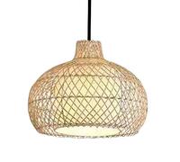 JMEDIC Lampada A Sospensione Lavorata A Mano, Lampadario Vintage in bambù Naturale, Lampadario A Sospensione Country in Vimini Rattan, Paralume A Sospensione Rustico E27 per Lanterna, per Sala Pranzo
