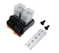 JMELEHW AC24V 4PDT 14 pin 3A bobina indicatore LED relè alimentazione elettromagnetica con supporto della presa, in alluminio con guide DIN aperte 2PCS