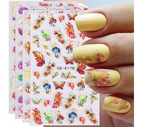 JMEOWIO 3D Autunno Adesivi Unghie Nail Art, Stickers Unghie Autoadesivi 5D Decorazioni Unghie Nail Art Disegni 4 Fogli