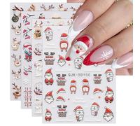 JMEOWIO 3D Fiocco Neve Natale Xmas Winter Holiday Cute Adesivi Unghie Nail Art, Stickers Unghie Autoadesivi 5D Decorazioni Unghie Nail Art Disegni 4 Fogli