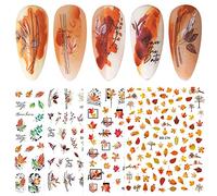 JMEOWIO Autunno Adesivi Unghie Nail Art 10 Fogli Stickers Unghie Autoadesivi Decorazioni Unghie Nail Art Disegni