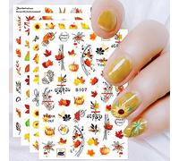 JMEOWIO Autunno Adesivi Unghie Nail Art 12 Fogli Stickers Unghie Autoadesivi Decorazioni Unghie Nail Art Disegni