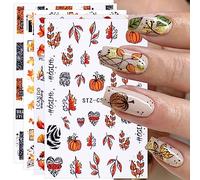 JMEOWIO Autunno Adesivi Unghie Nail Art 9 Fogli Stickers Unghie Autoadesivi Decorazioni Unghie Nail Art Disegni