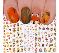 JMEOWIO Autunno Adesivi Unghie Nail Art 9 Fogli Stickers Unghie Autoadesivi Decorazioni Unghie Nail Art Disegni