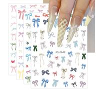 JMEOWIO Cravatta A Farfalla A forma Di Cuore Colorata Adesivi Unghie Nail Art 9 Fogli Stickers Unghie Autoadesivi Decorazioni Unghie Nail Art Disegni