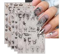 JMEOWIO Farfalla Luna Adesivi Unghie Nail Art 9 Fogli Stickers Unghie Autoadesivi Decorazioni Unghie Nail Art Disegni