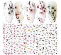 JMEOWIO Fiori Adesivi Unghie Nail Art 9 Fogli Stickers Unghie Autoadesivi Decorazioni Unghie Nail Art Disegni