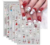 JMEOWIO Glitter Natale Adesivi Unghie Nail Art 10 Fogli Stickers Autoadesivi Decorazioni Nail Art Disegni