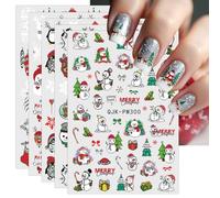 JMEOWIO Glitter Natale Adesivi Unghie Nail Art 10 Fogli Stickers Unghie Autoadesivi Decorazioni Unghie Nail Art Disegni
