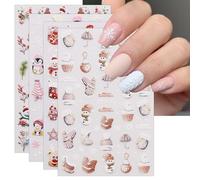 JMEOWIO Natale Adesivi Unghie Nail Art 6 Fogli Stickers Unghie Autoadesivi Decorazioni Unghie Nail Art Disegni
