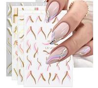 JMEOWIO Suggerimento Francese Adesivi Unghie Nail Art 9 Fogli Stickers Unghie Autoadesivi Decorazioni Unghie Nail Art Disegni