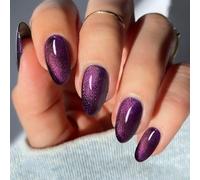 JMEOWIO Unghie Gel Adesive UV Occhio Gatto Viola Intenso Smalto Adesivo per Unghie Gel Nail Stickers Decorazioni Unghie Nail Art Disegni