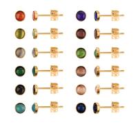 JMFENFA Set di 12 paia di orecchini a perno in acciaio inox con gemme multicolore a forma di occhio di gatto, da donna