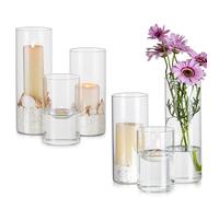 JMIATRY 10 Pezzi Porta Candele Vetro 10/15/20 cm, Vasi In Vetro, Vaso Vetro Trasparente, Portacandele Vetro Per Soggiorno Ornamenti