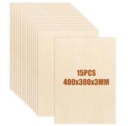 JMIATRY 15 Pezzi Compensato 400x300x3MM Pannelli Legno, Foglio di Compensato Pannelli in Legno per Artigianato Fai Da Te Artigianato Pittura Decorazioni