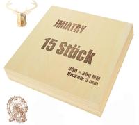 JMIATRY 15 Pezzi Pannelli in Legno Compensato 300 x 300 x 3 mm, Fogli di Legno Sottili, Fogli di Compensato per Artigianato Fai Da Te Artigianato Pittura Decorazioni
