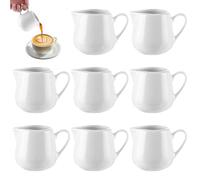 JMIATRY 8 bricco da 240 ml, in porcellana, con manico bianco, per latte, caffè, cappuccino, latte