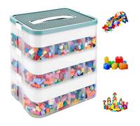 JMIATRY Scatole Plastica con Coperchio per Lego 30,5 x 23 x 32,5 cm, 3 Strati Trasparenti Scatola per Scomparti, Contenitori Mattoncini Impilabili Per riporre piccoli oggetti