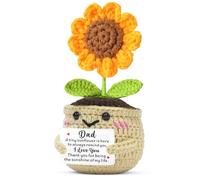 JMIMO Idea regalo per papà, fatta a mano, con girasole all'uncinetto, idea regalo per papà, Natale, festa del papà, compleanno da parte di figlia e figlio