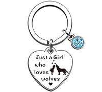 JMIMO Portachiavi con lupo per ragazze, regalo per amanti solo una ragazza che ama i lupi, Argento, Taglia unica, Moderno