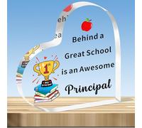 JMIMO Regali principali per uomini e donne, regali di apprezzamento principale, regali per preside scolastico, dietro una grande scuola c'è una fantastica targa acrilica principale
