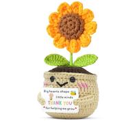 JMIMO Regalo per insegnante per donne, mini girasole positivo supporto emotivo all'uncinetto per insegnanti, forma Big Herats Little Minds Thank You for Helping Me Grow
