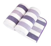 JML Asciugamani da bagno in microfibra, confezione da 2 (76,2 x 152,4 cm), oversize, morbidi, super assorbenti e ad asciugatura rapida, multiuso per sport, fitness, yoga, pile corallo a righe viola