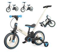 JMMD Bicicletta 6-in-1 per Bambini con Rotelle e Pedali, Età 18 Mesi-5 Anni, Bici senza Pedali Convertibile e Pieghevole 12 Pollici & Bici a Pedali con Maniglia Genitore Regolabile, Cavalletto, Freni