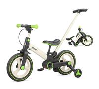 JMMD Bicicletta Senza Pedali con Rotelle di Addestramento e Pedali Regolabili, Triciclo per Bambini con Maniglia Regolabile, Sicuro con Freni e Cavalletto, Età 18 Mesi-5 Anni, Verde