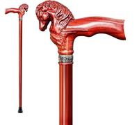 JMMSP Bastone da passeggio in legno intagliato a mano con testa di cavallo, impugnatura ergonomica, bastone da passeggio vintage fatto a mano in legno per uomini e donne - Bastone da passeggio unico