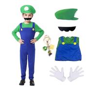 JMOCD Halloween Costume Bambino,Costume Mari e Luig per bambini, Mari Brothers Cosplay Costume, Fancy Dress Outfit Super Costume per Halloween Carnevale Feste e Cosplay (M)