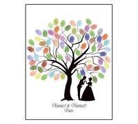 JMORCO Albero delle Impronte Digitali per Matrimonio Cornice for Foto da 16 Pollici con Impronte digitali, Foglia Fai Te, Albero di Nozze, Libro degli Ospiti, Souvenir(Color016,16inch (Wood Frame))