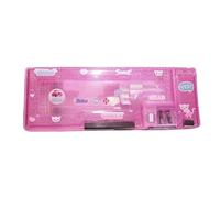 JMORCO Astuccio per Matite Astuccio portapenne multifunzione colorato laser trasparente Astuccio for matite bifacciale con temperamatite (Color : Pink)