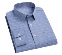 JMORCO Camicia Uomo Camicia da Uomo Elasticizzata Antirughe a Righe, a Maniche Lunghe, a Quadri, vestibilità Slim, for attività sociali(Color2,XXXL)