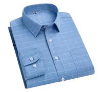 JMORCO Camicia Uomo Camicia da Uomo Elasticizzata Antirughe a Righe, a Maniche Lunghe, a Quadri, vestibilità Slim, for attività sociali(Color3,XXL)