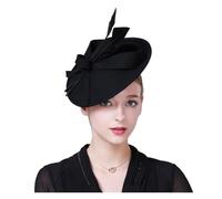 JMORCO Chapeau De Mariage Eleganti Cappelli Fedora for Donna, da Sposa, a tamburello Rossi e Blu, Cerimonia(Black Fascinator Hat)