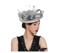 JMORCO Chapeau De Mariage Grande Cappello da Cerimonia Sinamay, Multicolore, Elegante Copricapo Floreale for Feste tè, a Cilindro Donna, Chiesa(Gray)