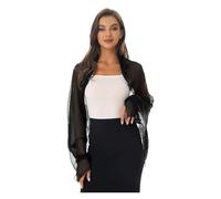 JMORCO Coprispalle Donna Elegante Coprispalle in Chiffon da Donna, a Maniche Lunghe, con Protezione Solare, Aperto sul Davanti, Scialli in, Bolero(Black)