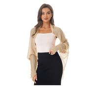 JMORCO Coprispalle Donna Elegante Coprispalle in Chiffon da Donna, a Maniche Lunghe, con Protezione Solare, Aperto sul Davanti, Scialli in, Bolero(Khaki)
