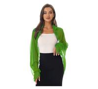 JMORCO Coprispalle Donna Elegante Coprispalle in Chiffon da Donna, a Maniche Lunghe, con Protezione Solare, Aperto sul Davanti, Scialli in, Bolero(Green)