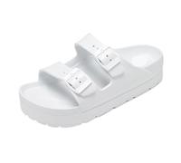 JMORCO Infradito Donna Ciabatte Infradito da Donna, Sandali con Plateau, Zoccoli Soletta in Eva e Supporto, Fibbia Regolabile, Spiaggia(White B,41(25cm))