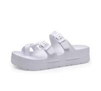 JMORCO Infradito Donna Infradito da Donna con Fibbia Regolabile, Sandali Suola Spessa, Punta Aperta, casa Supporto(White A,39(24cm))
