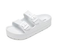 JMORCO Infradito Donna Infradito da Donna con Fibbia Regolabile, Sandali Suola Spessa, Punta Aperta, casa Supporto(White B,40(24.5cm))