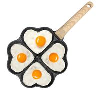 JMORCO Padella per Frittata Padella antiaderente for frittata a forma di cuore da 4 tazze con manico in legno, fornello in lega alluminio